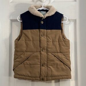 Adventure Wear by Class Club Baby Boy Navy & Tan Cozy Vest with Sherpa Collar